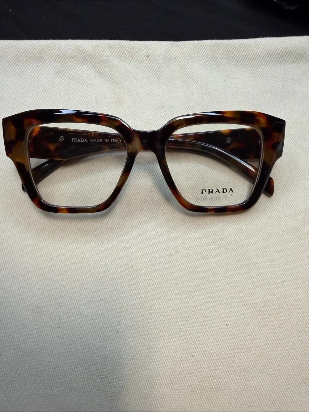 Prada Tortoiseshell Brown Square Optical Frames - Picture 3 of 7